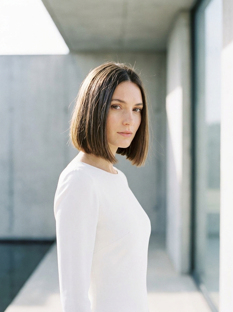 Sleek Bob mit Mittelscheitel - Brautfrisuren kurze Haare